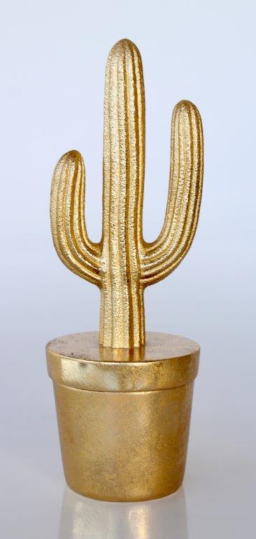 Gold Cactus Pot With Lid